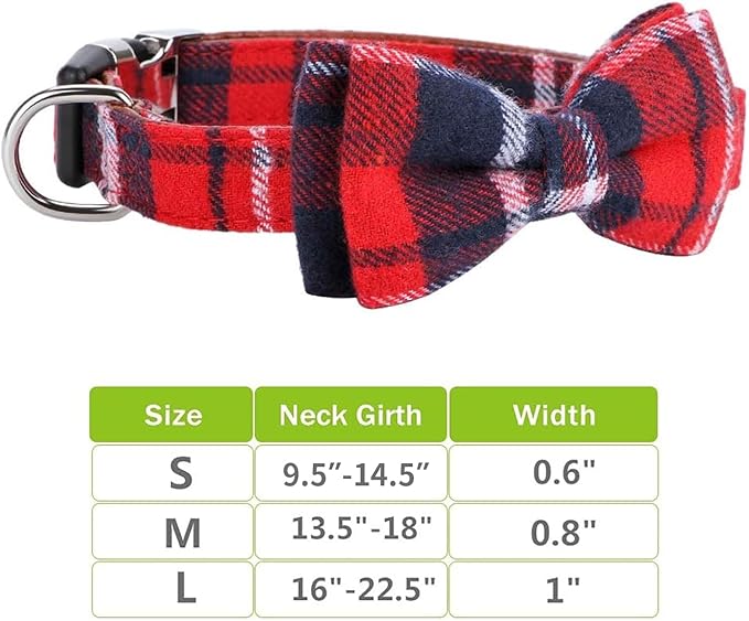 Faleela Soft &Comfy Christmas Bowtie Dog Collar,Detachable and Adjustable Bow Tie Collar,for Small Medium Large Pet (S, Red)