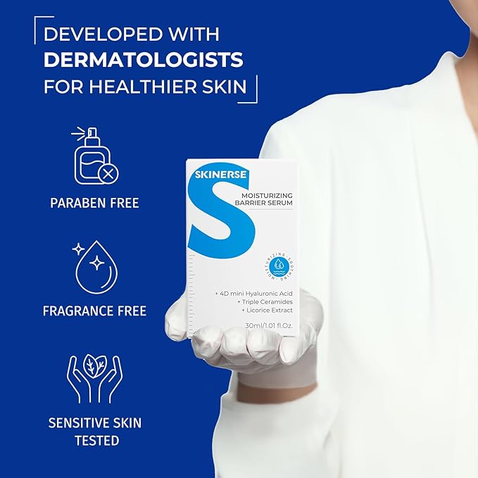 Moisturizing Barrier Serum, 4D Hyaluronic Acid Serum for Face with Vitamin B5 and Ceramides, Anti-Aging Hydrating, Plump and Repair Dry Skin, Daily Skin Care Treatment 1oz