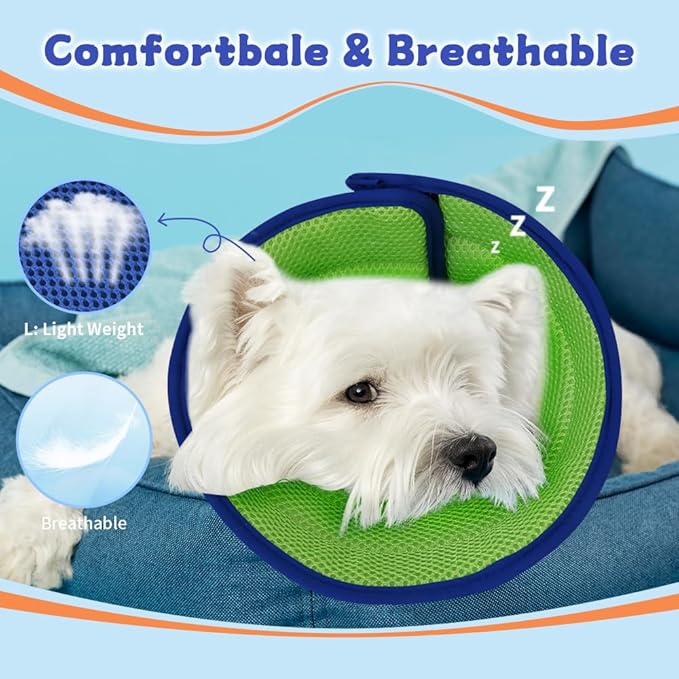 Soft Dog Cone Collar After Surgery Alternative for Dogs to Stop Licking, Comfy Collars for Large/Medium/Small Pet, Adjustable Elizabethan Neuter Recovery E Cones of Shame Neck & Head Ecollars, Cat