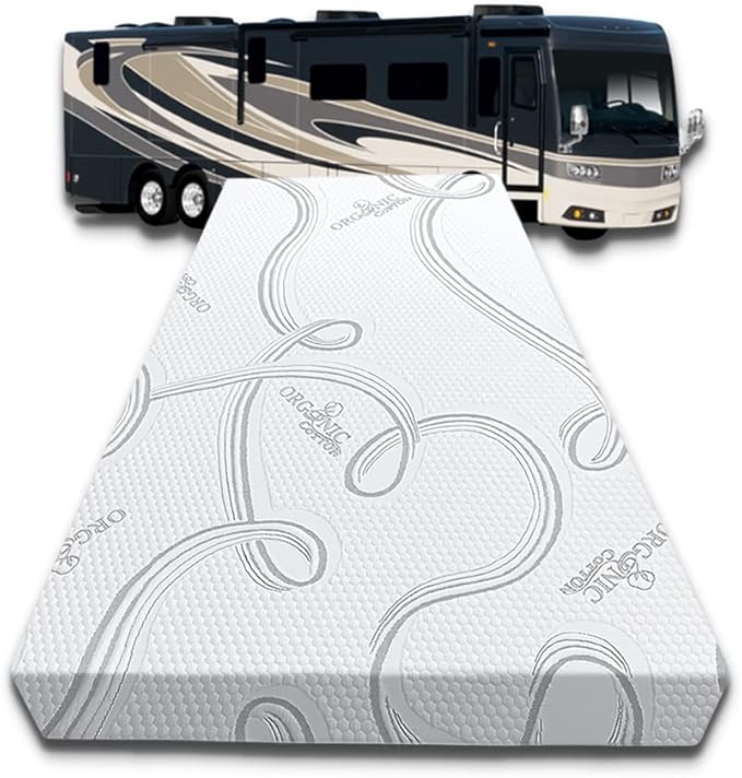 FoamRush 6-Inch Bunk (30" x 72") Mattress Gel Memory Foam RV Mattress Replacement with Cotton Cover, Medium Firm, Comfort, Pressure Relief, Made in USA, Travel Camper Trailer Truck