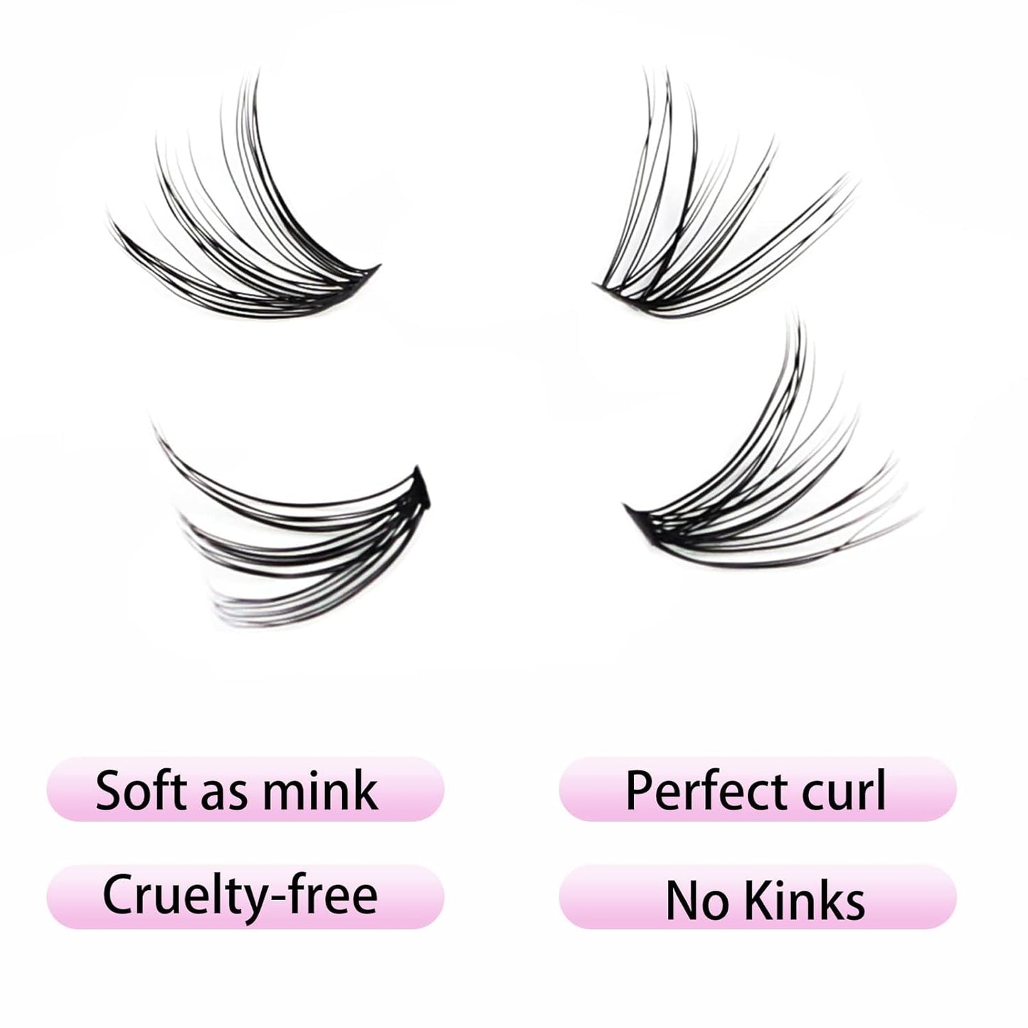 Eyelash Clusters LAUBESS Lash Clusters Individual Lashes Cluster Eyelash Extensions DIY at Home Waterproof Cluster Lashes (30D-D-12)