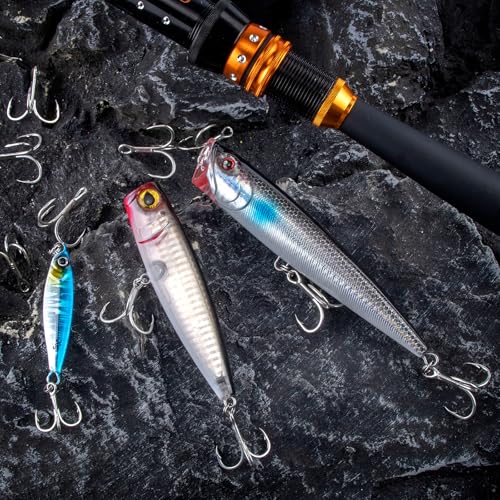 Dr.Fish 30 Pack Hybrid Fishing Treble Hooks 2X Strong, #14-#3/0, Triple Hooks High Carbon Steel Hollow Point, Replacement Hard Lures Crankbait Freshwater Saltwater - size: #12-30 Pack