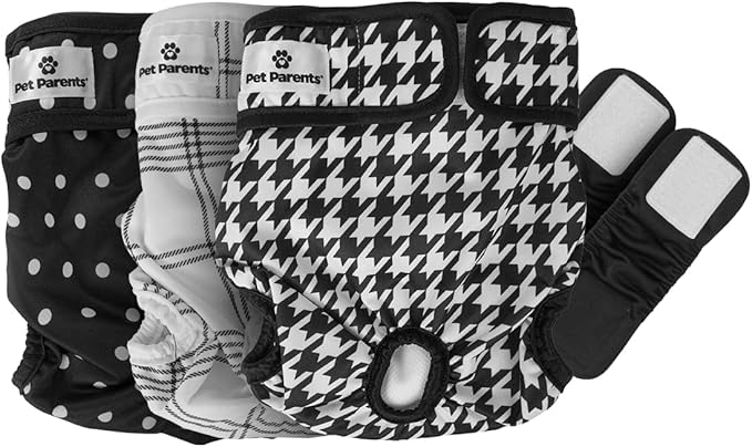 Pet Parents® Washable Dog Diapers (3pack) + Extendrs® of Durable Doggie Diapers, Premium Dog Diapers Female (X-Large, Luxe)