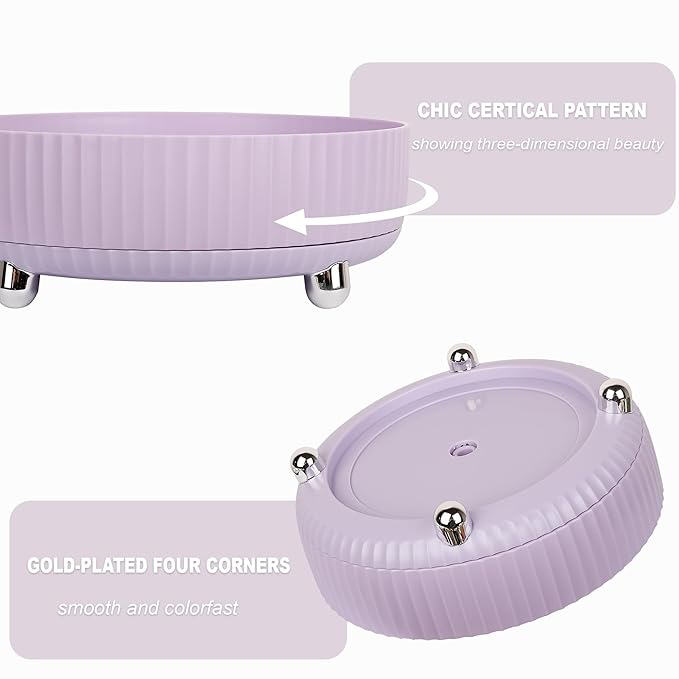 Anyoifax Makeup Perfume Organizer Tray 360 Degree Rotating Lazy Susan Skincare Lotion Organizer Spinning Cosmetics Storage for Dresser, Vanity, Bathroom Countertop, Small Purple
