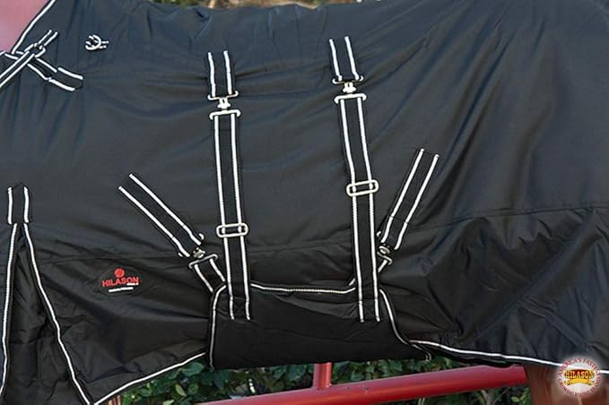 Black 66 in HILASON 1200D Winter Waterproof Poly Horse Turnout Blanket Belly Wrap