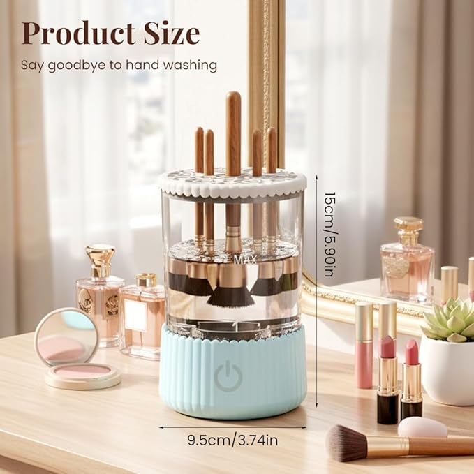 Electric Makeup Brush Cleaner Machine, 2026 New Automatic Spinning Make Up Brush Washer Portable Makeup Brushes Cleanser for All Size Beauty Makeup Brushes (Pink)