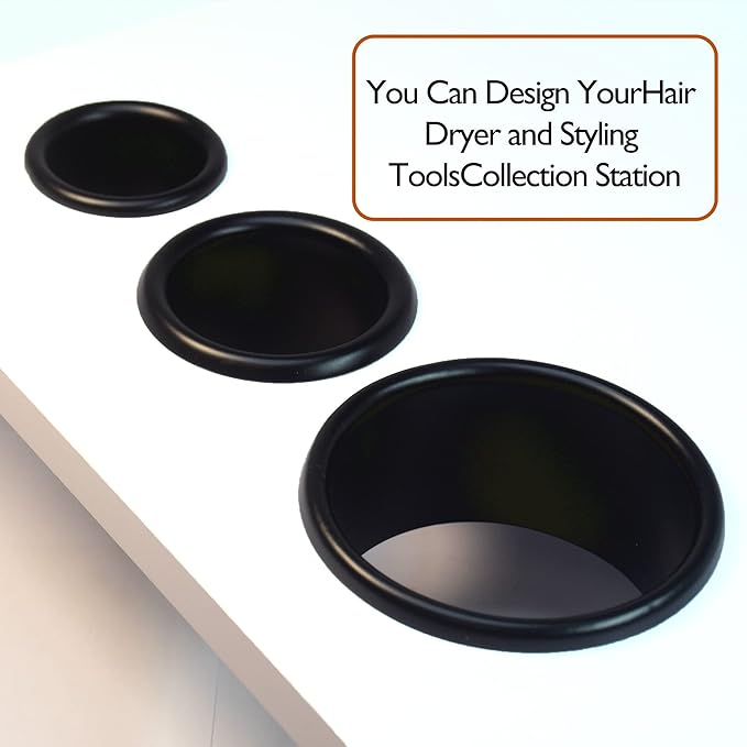Hair Styling Tools Station Organizer Holder for Dryer, Curling Iron and Accessories, 3inch, 2inch and 1.5inch Open End (Black)