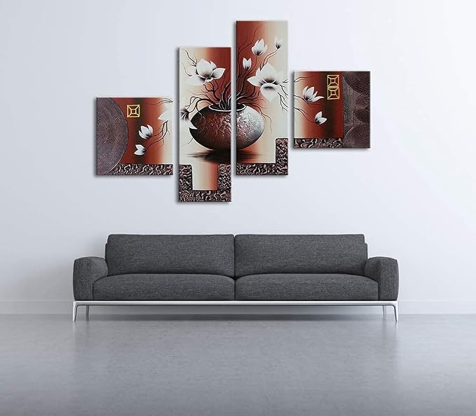 Wieco Art Huge Size Artwork 4 Panels 100% Hand-painted Modern Canvas Wall Art