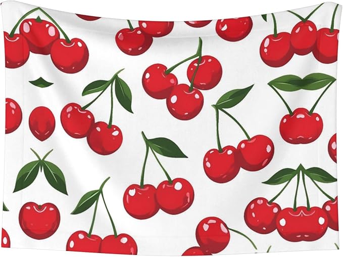 Cherry Print Soft Plush Pet Blanket, Washable Dog Blanket, Cat Fleece Throw, Puppy Bed Crate Mat & Sofa Couch Protector - Large