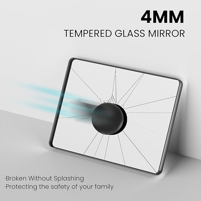 Black Bathroom Mirror 48X36 Inch, Black Metal Framed Mirror for Wall, Rounded Rectangle Matte Bathroom Vanity Mirror with Tempered Glass, Anti-Rust, Horizontal/Vertical