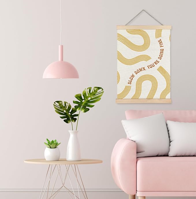Yomisex Yellow Slow Down You're Doing Fine Inspirational Wall Art Poster