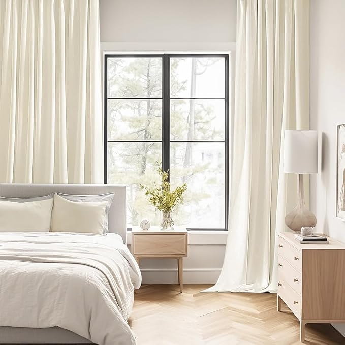 MIULEE Birch Back Tab Blackout Curtains 90 Inches Long 2 Panels Set
