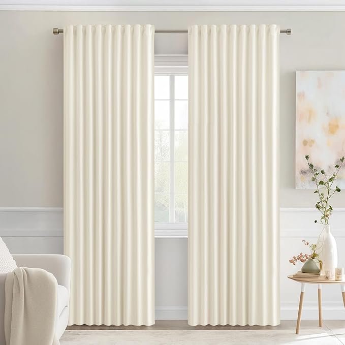 MIULEE Birch Back Tab Blackout Curtains 72 Inches Long 2 Panels Set