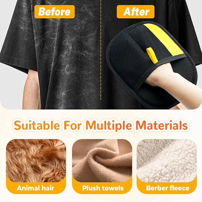 2025 Upgrade Pet Hair Remover Gloves, Reusable Cat Dog Grooming Gloves Pet Hair Remover Electrostatic Gloves, Premium Efficient Pet Hands on for Dogs, Cats & Horses with Long and Short Hair Fur (3)
