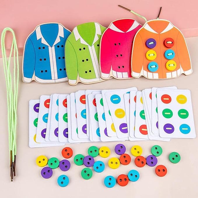 Lacing Toys Threading Sewing Button for Kids Early