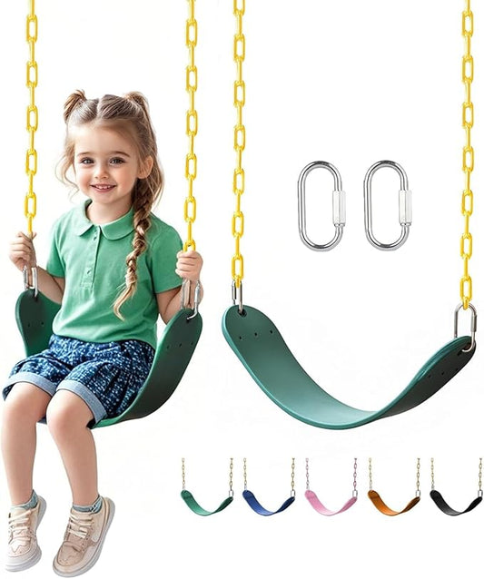 little dove Heavy Duty Swing Seat, Kids Swing with 66" Rust-Resistant Chains, Swing Set Accessories Replacement with Quick Links, Swing for Swingset Outdoor Playground, Green