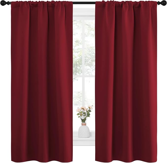 NICETOWN Christmas Burgundy Curtains Blackout Drape Panels