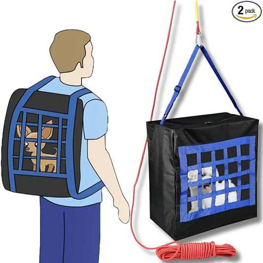 Pet Fire Rescue Bag Large up to 90 pounds - Pet Evacuation Kit - Emergency Pet Carrier - Fire Survival Tool for Dogs, Cats - Large Dog Backpack - 50ft Rope Included - Life-Saving & Compact