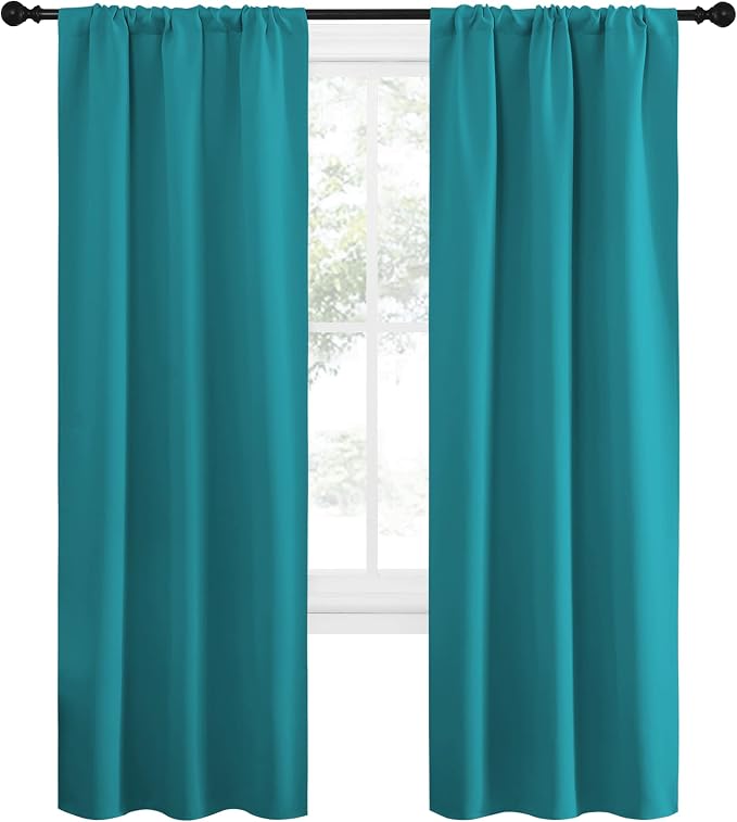 NICETOWN Peacock Blue Blackout Curtains Panels