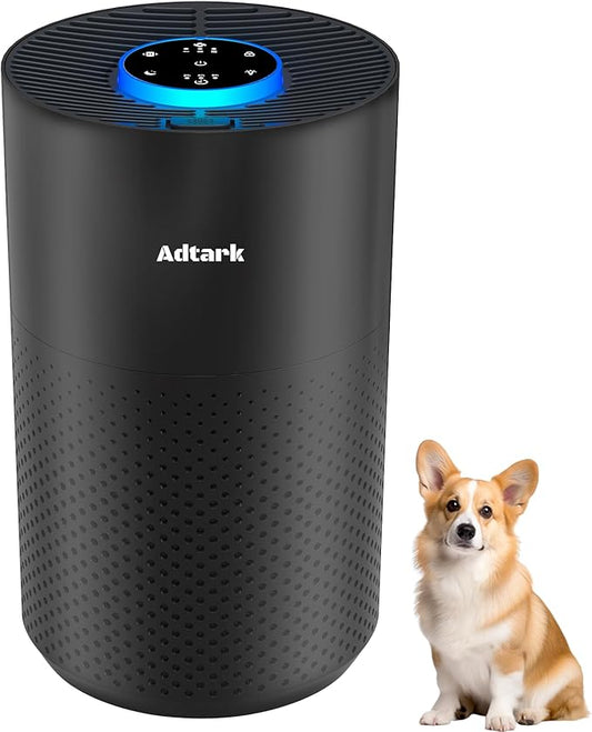 Air Purifiers for Home Bedroom, ADTARK Air Cleaner with H14 True HEPA 3-in-1 Filter, Sleep Mode & Aroma Function, 3 Light Modes, Room Air Purifier with 3 Timer for Office, Dorm, Hotel (Black)