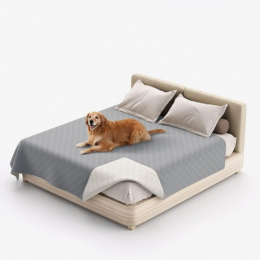 Waterproof Dog Bed Covers for Couch Protection, Water-Resistant Soft Dog Pet Blanket Anti-Slip Dog Blanket for Bed, for Furniture Bed Couch Sofa (Light Gray,86x82inch)