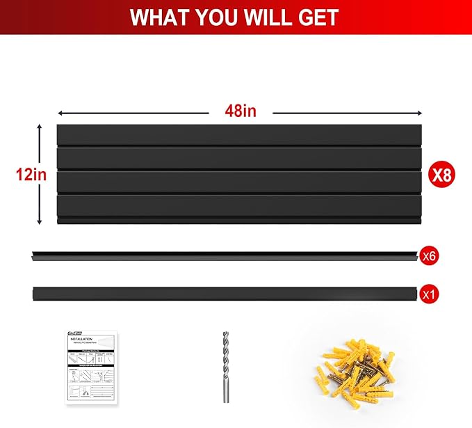 4 x 8 FT Slatwall Panel Garage Wall Organizer, Heavy Duty Slat Wall Paneling