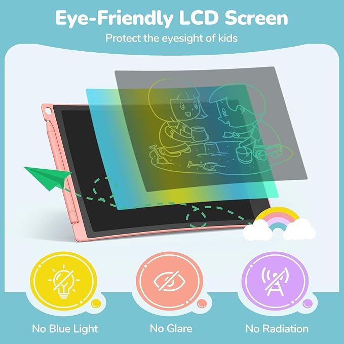 TECJOE LCD Writing Tablet, 8.5 Inch Colorful Drawing Board, Kids Travel Games Activity Learning Toys, Birthday Gifts for 3-8 Year Old Boys Girls Toddlers Preschooler | Colorful Doodle Board, Travel Road Trips Essential, Quiet Time, Learning Toys Birthd...