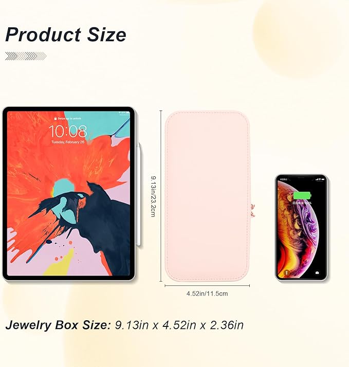Travel Jewelry Case Small Jewelry Organizer, Portable Jewelry Case Small Travel Jewelry Box for Women, Christmas Gift for Women Girls, Pink C
