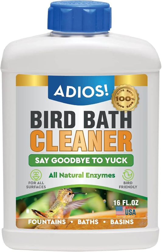 Bird Bath Cleaner for Outdoor Fountains and Bowls, Safely Cleans Metal, Glass and Stone (16oz)