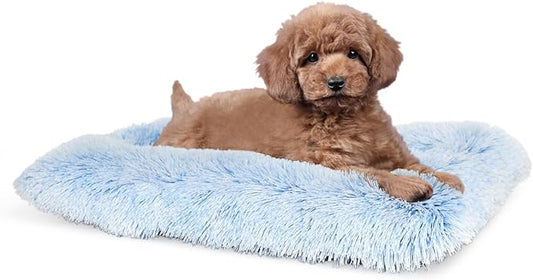 nononfish Dog Crate Bed for Small Dogs Washable Orthopedic Flat for Inside Crate Cages Kennel House Sofa Plush Comfy Sleeping,Gradient Blue 24 in