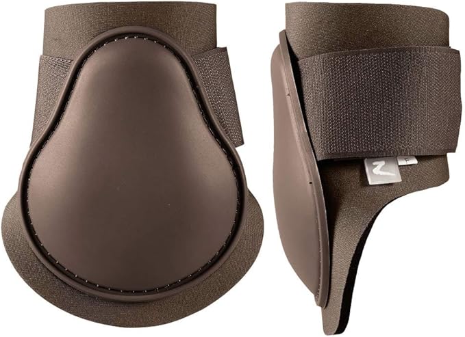 HORZE Chicago Fetlock Rear Boots | Lightweight, Adjustable, Jumping Horse Boots (Pair) - Chocolate Brown - Pony
