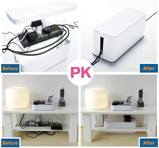Cable Management Boxes, Set of 3 Sizes – White