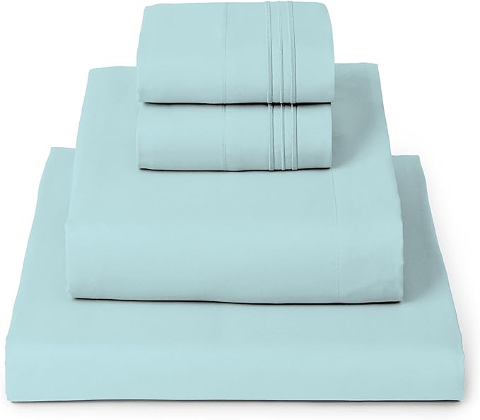 Mellanni Full Sheets Set - 4 PC Iconic Collection Bedding - Hotel Luxury, Extra Soft, Cooling Bed Sheets - Wrinkle, Fade, Stain Resistant (Full, Aqua)