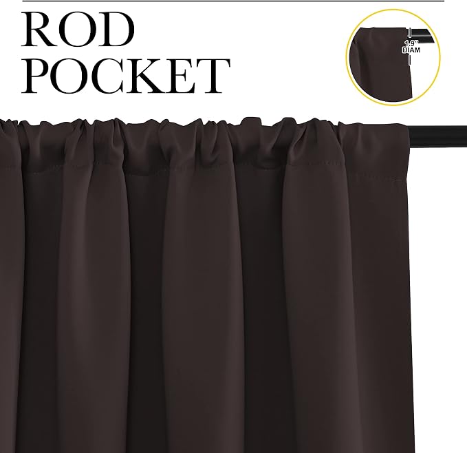 NICETOWN Blackout Curtains for Living Curtains, Toffee Brown, 1 Pair, 34-inch W