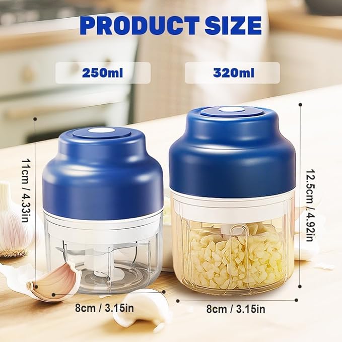 Electric Mini Garlic Chopper Set, 2026 New Small Garlic Chopper Mincer, USB Rechargeable, Wireless Veggie Grinder, Rapidly Garlic Minces Ginger Onion Chili Veggie (Green, 320ml)