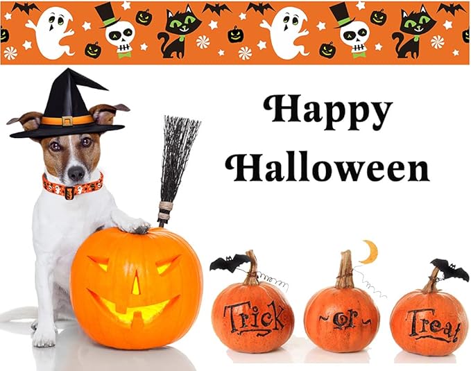 Halloween Dog Collar - Pumpkin Bat Ghost Pattern - Adjustable for Small Medium Large Dogs(Halloween,M)