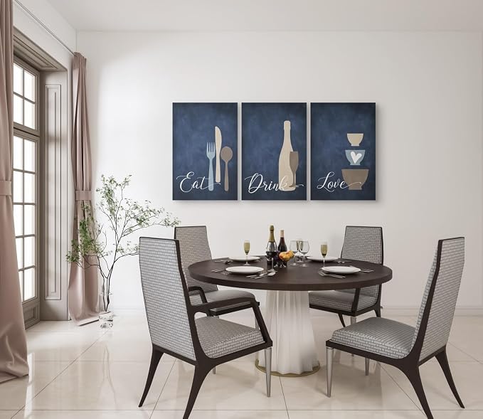 GUBIYU Farmhouse Kitchen Wall Decor Eat Sign Eat Drink Love Wall Art Set of 3