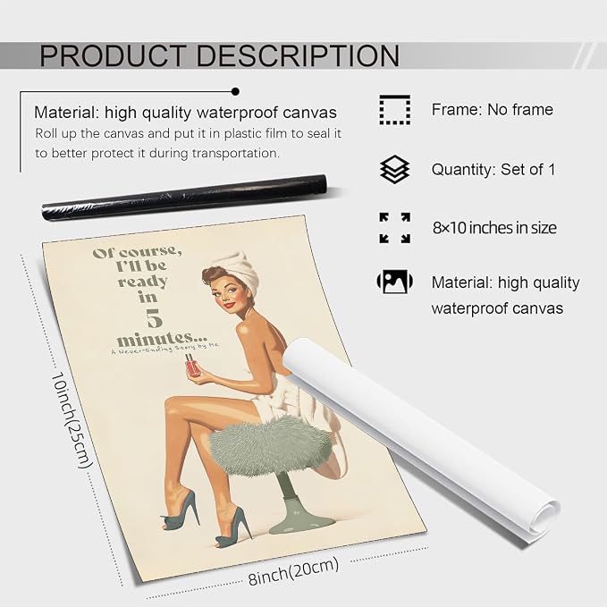 noxozoqm Boho Sage Green Bathroom Poster Vintage 70s Pin Up Girl Wall Art Of