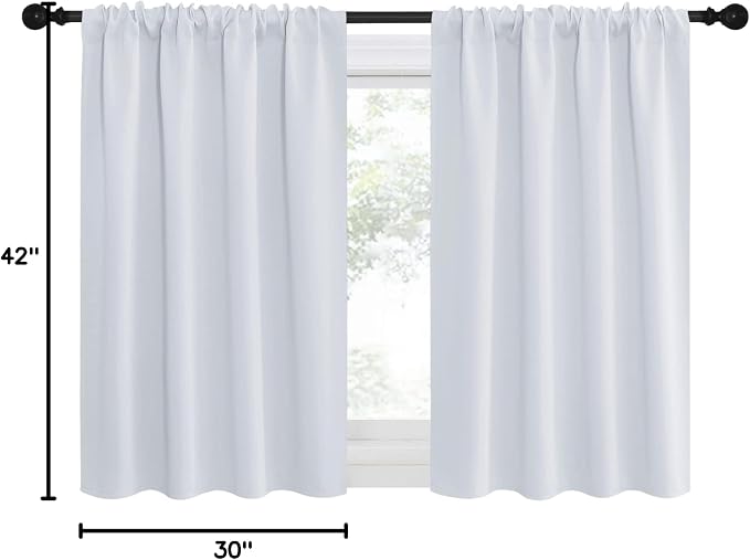 NICETOWN Greyish White Window Curtain Panels, RV Bunk Curtains, Thermal