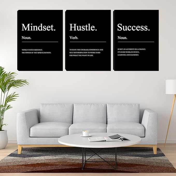 Large Motivational Office Wall Decor Mindset Canvas Wall Art Hustle Posters