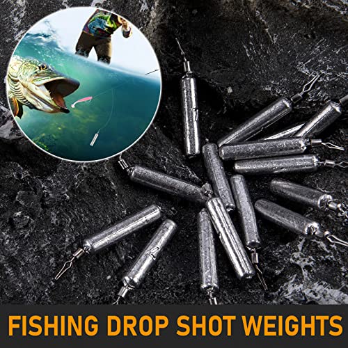 Dr.Fish 50 Pack Fishing Drop Shot Weights Lead Fishing Weights Pencil Skinny Sinkers with Barrel Swivels for Freshwater Bass Fishing - size: 1/2oz-20 Pack