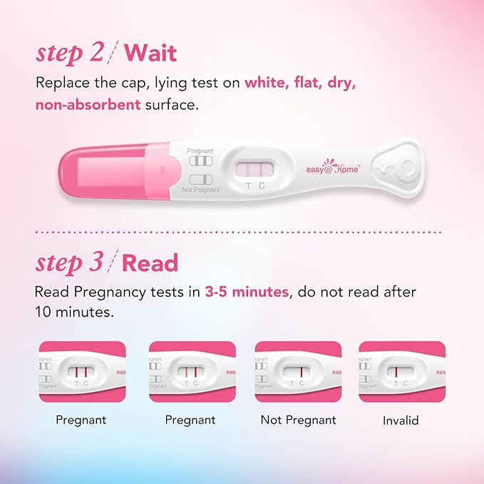 Easy@Home Pregnancy Test Sticks: Reliable & Early Detection - Accurate Results in Minutes - Easy to Use at Home | Pregnancy Tests with Curved Handle - 6 Sticks + 12 Strips