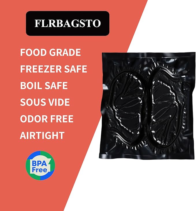 All Black Vacuum Sealer Bags 11" x 24", 5.5 Mil Precut Vacuum Seal Bags for Food Storage, Sous Vide, and Meal Prep, Heavy Duty Commercial Grade, 50 Count