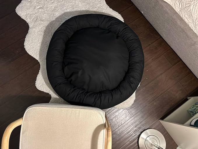 Organic Cotton Canvas Dog Bed: Removable Cover, Natural Fill - Made in USA (Black, XX Large 50" x 8" inches)