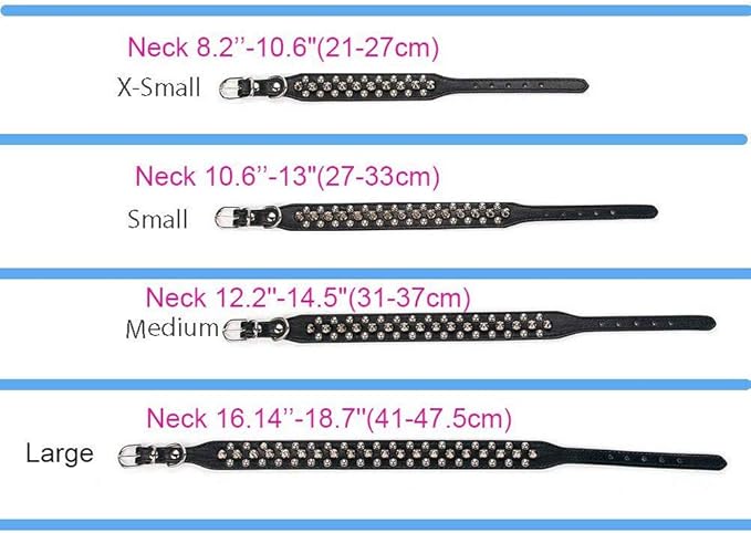 Spiked Dog Collar Soft Pu Leather Mushrooms Rivet Spike Studded Puppy Adjustable Pet Collars for Small Breeds (S, Dark Blue)
