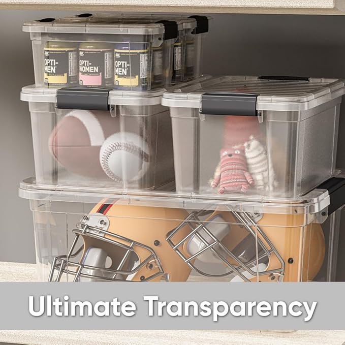 Superio Clear Storage Box with Lid, 2.5 Quart Plastic Container Bins for Organizing, Stackable Crates, BPA Free, Non Toxic, Odor Free, Organizers, 18 Pack