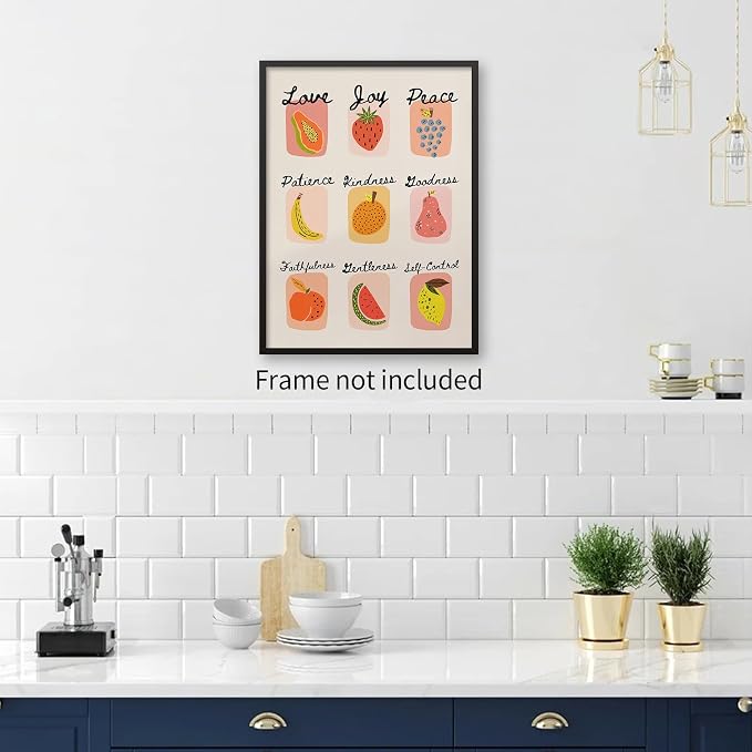 jkahh Trendy Fruit of The Spirit Wall Art Christian Bible Verse Posters Vintage
