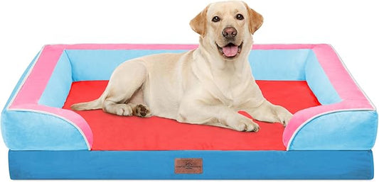 Comfort Expression Orthopedic Dog Bed for Extra Large Dogs 42x30 Inch, Waterproof Egg Crate Foam XL Pet Bed with Removable Bolsters, Dog Couch with Washable Cover & Non-Slip Bottom, Atlanta