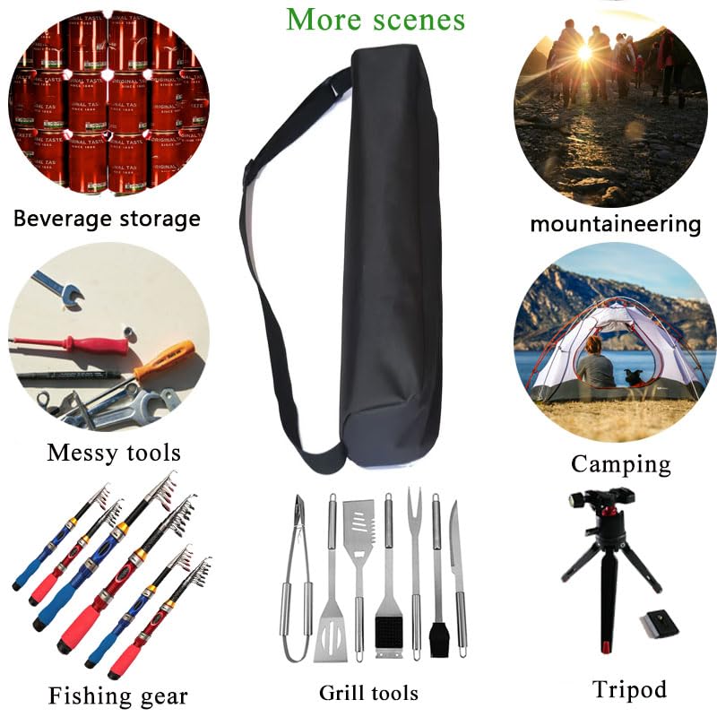 Multi-Function Heavy Duty Waterproof Organizer Bag - for Tripod, Grill Tools, Camping Gear, Beverage & Art Supplies Storage with Adjustable Shoulder Strap (15.75''(L) x3.9''(H)) - size: 15''(L)x3''(H)
