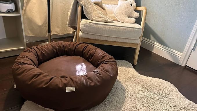 Organic Cotton Canvas Dog Bed: Removable Cover, Natural Fill - Made in USA (Dark Brown, X Large 42" x 8" inches)